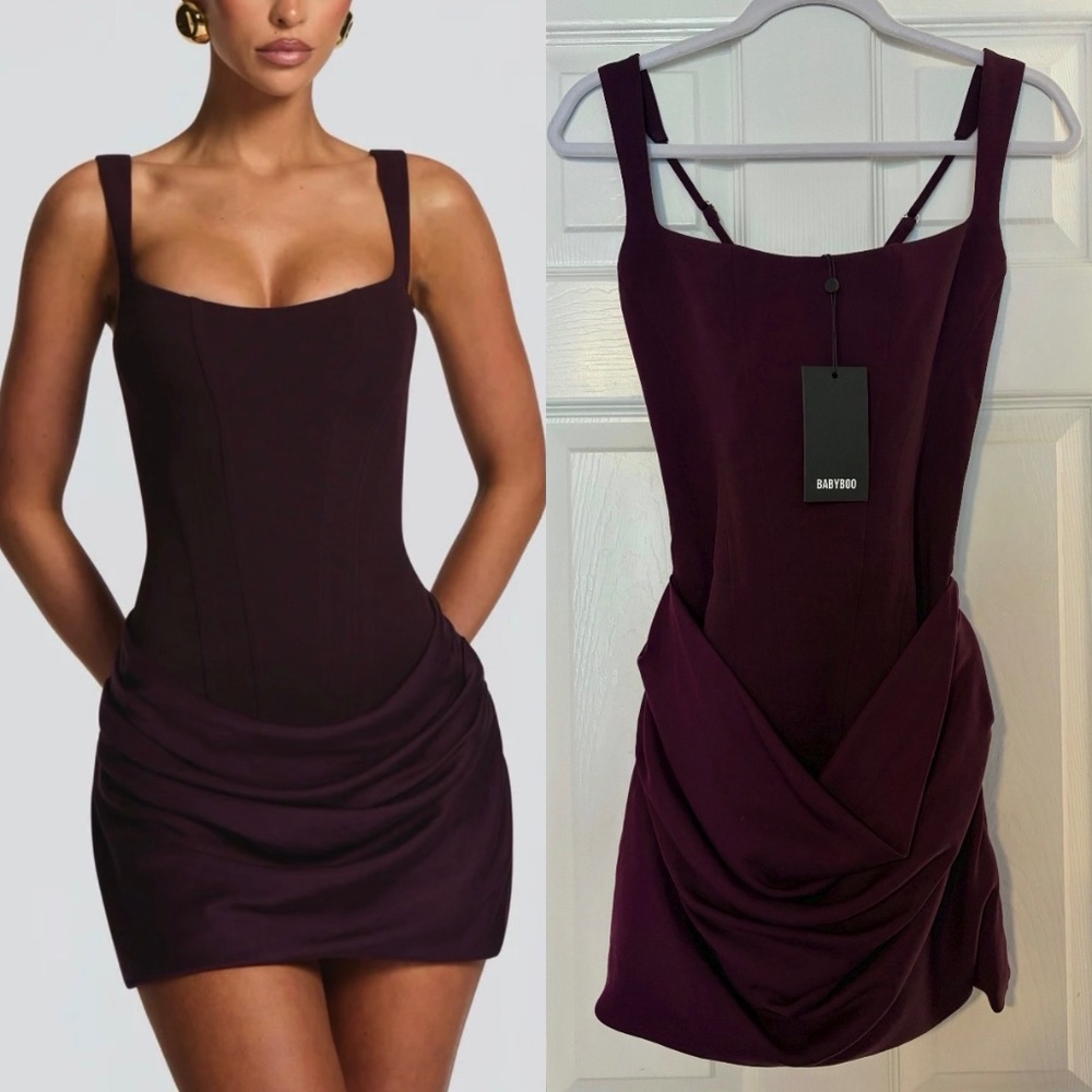 Babyboo Cornelia Mini Corset Dress in Plum XS NWT